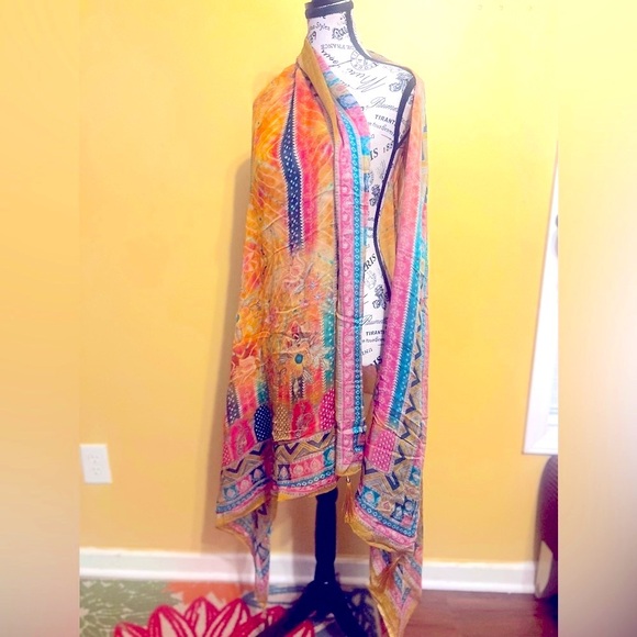 Multi-coloured Pure Pashmina Shawl  EUC - Picture 5 of 6